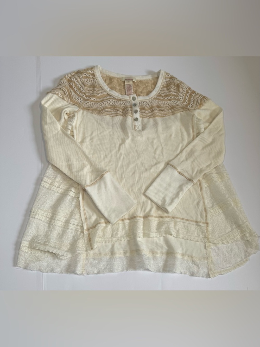 Sundance Thermal Waffle Knit Long Sleeve Button Top